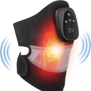 Wireless Heated Knee Brace with Adjustable Wrap - Black